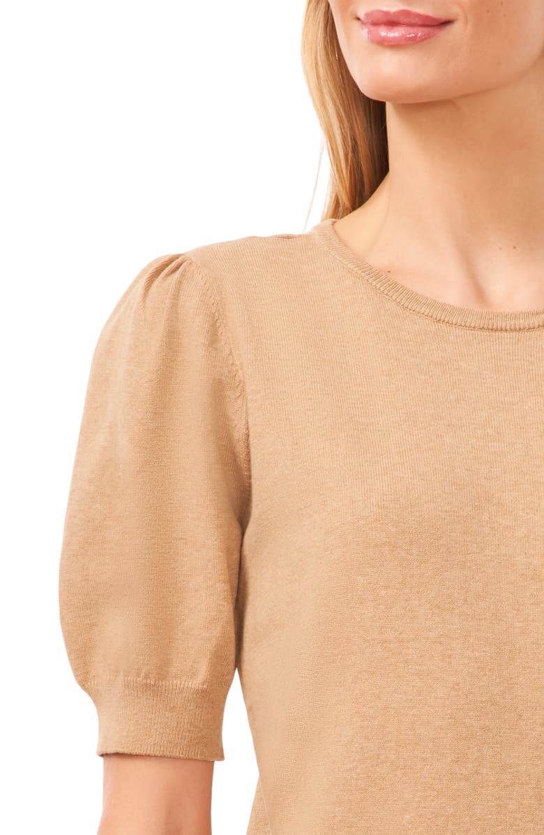 CeCe Puff Sleeve Sweater, Alternate, color, Latte Heather