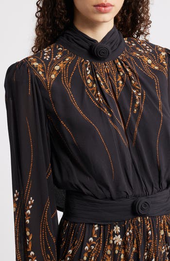 Garden Silhouette Long Sleeve Dress