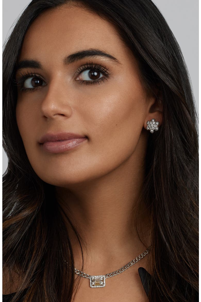 Turtle Back Diamond Pavé Stud Earrings, Alternate, color, 18K WHITE GOLD