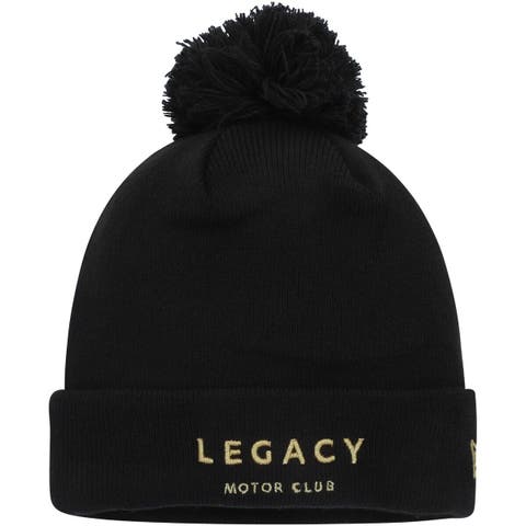 Men's New Era Black LEGACY Motor Club Cuffed Knit Hat with Pom