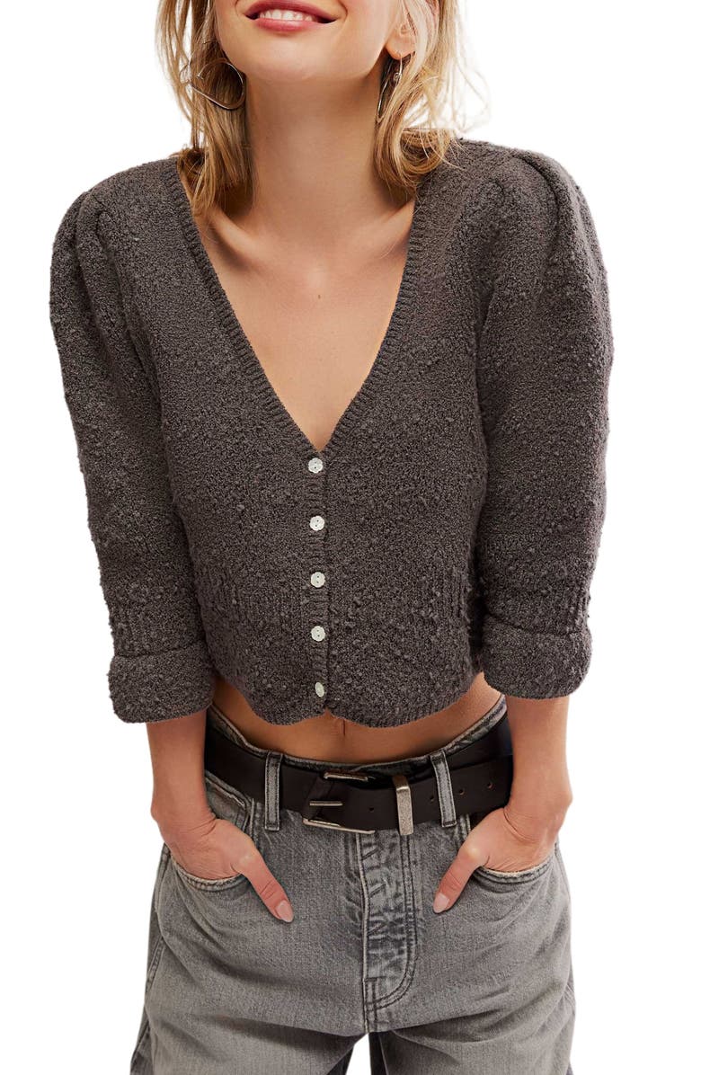Free People Crop Bouclé Cardigan, Main, color, 