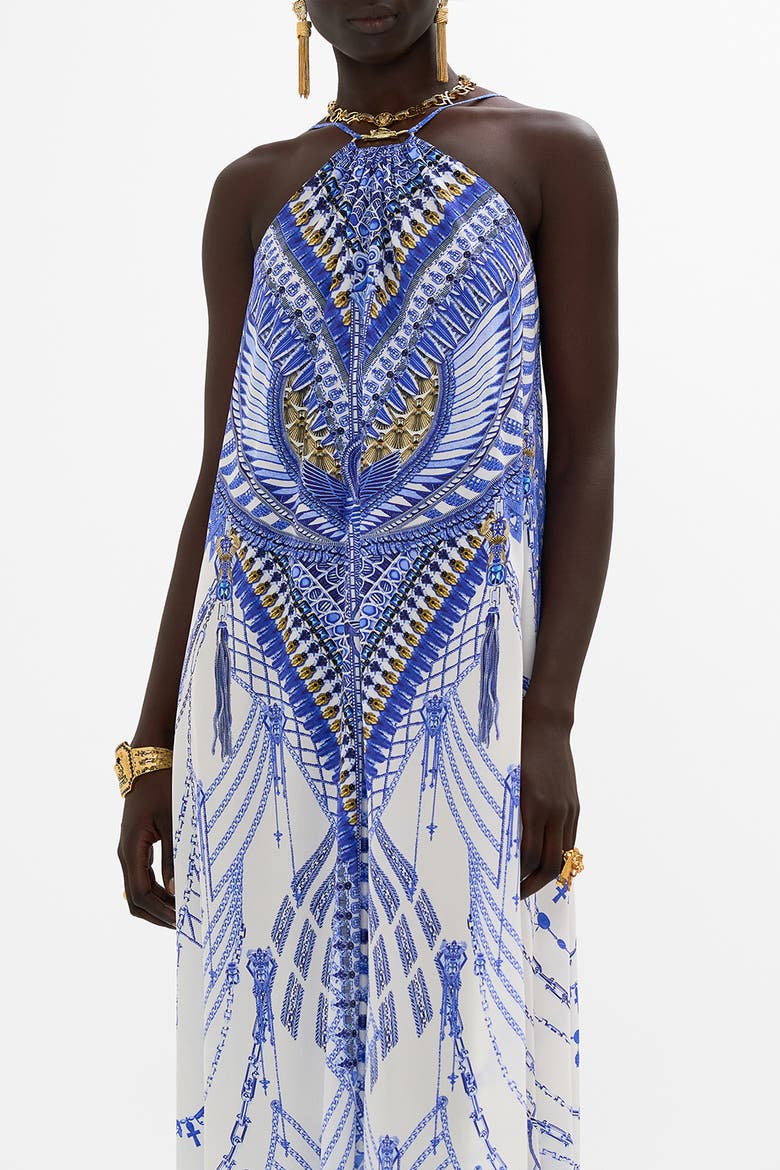 GATHER NECK HARDWARE MAXI DRESS DANCING WITH DAYLIGHT, Alternate, color, DANCING WITH DAYLIGHT