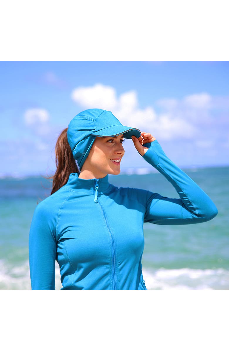 UV Skinz Active Ponytail Fleece Hat, Alternate, color, Mykonos Blue