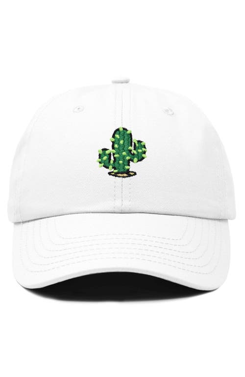 Dalix Cactus Embroidered Low Crown Cap In White