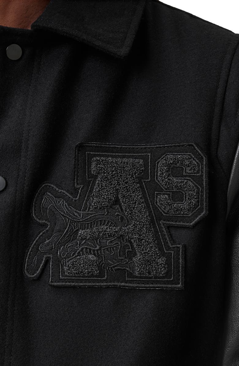 AllSaints Warrenton Wool & Leather Bomber Jacket, Alternate, color, 