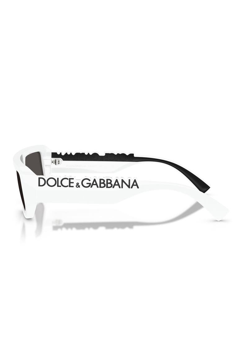 56mm Rectangular Sunglasses, Alternate, color, WHITE / DARK GREY
