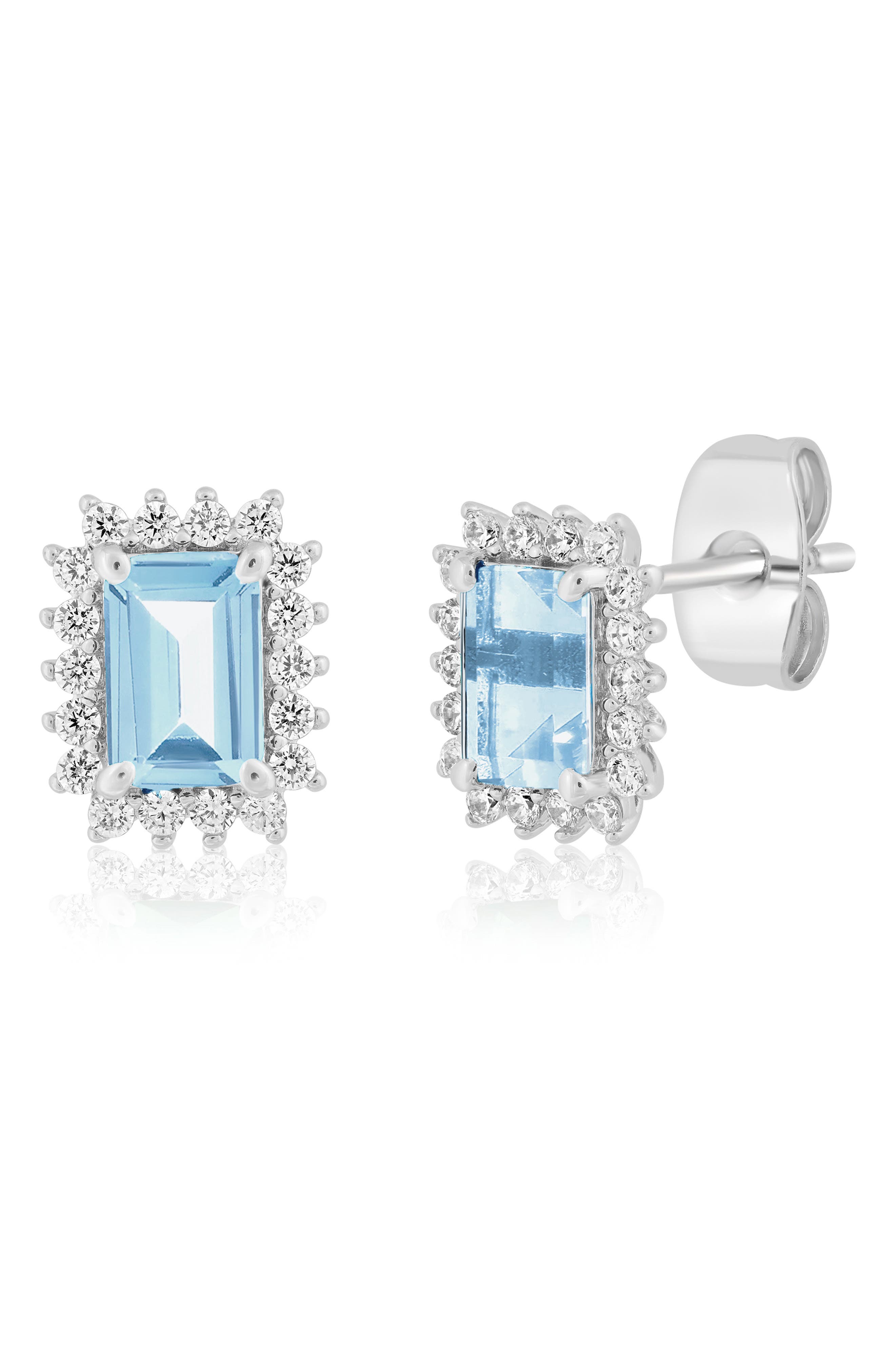 Radiant Cut Cubic Zirconia Halo Stud Earrings
