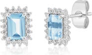 Sienna Vale Radiant Cut Cubic Zirconia Halo Stud Earrings