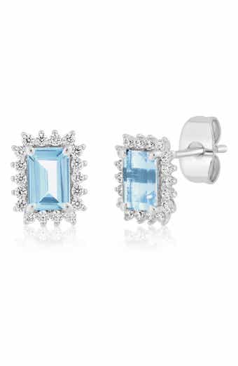 Radiant Cut Cubic Zirconia Halo Stud Earrings