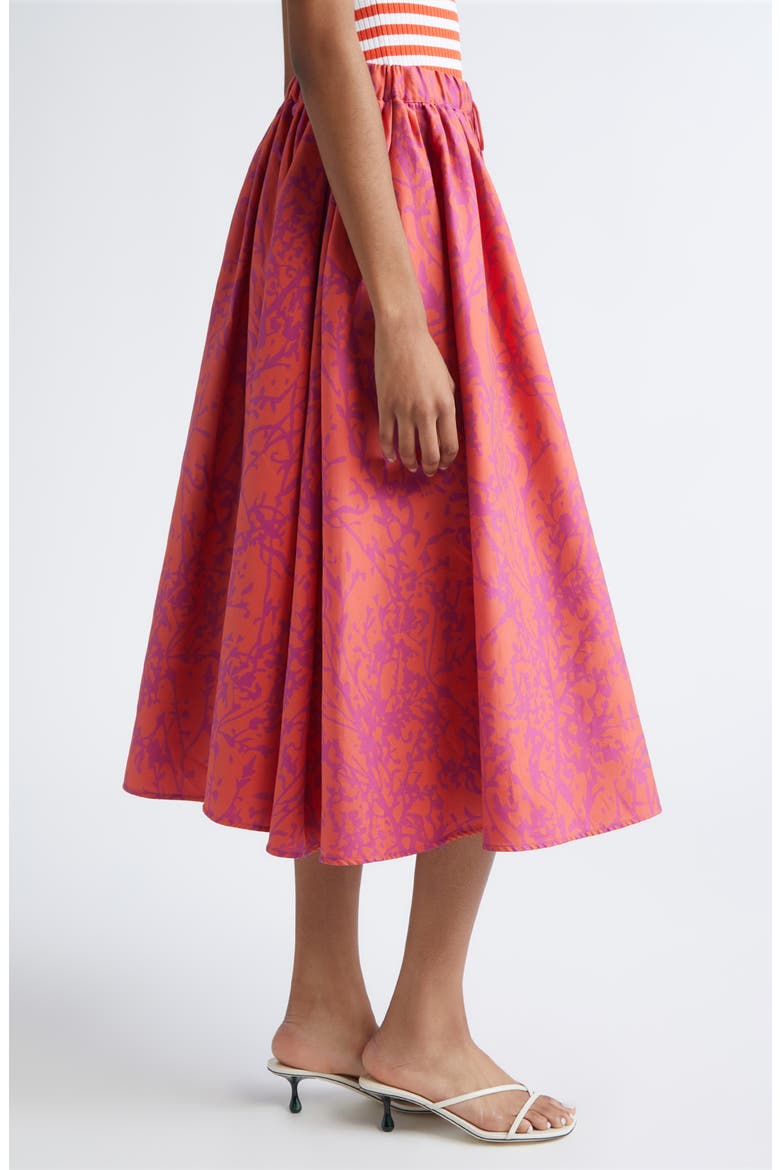 Berlina Jacquard Cotton & Silk Midi Skirt, Alternate, color, CORAL