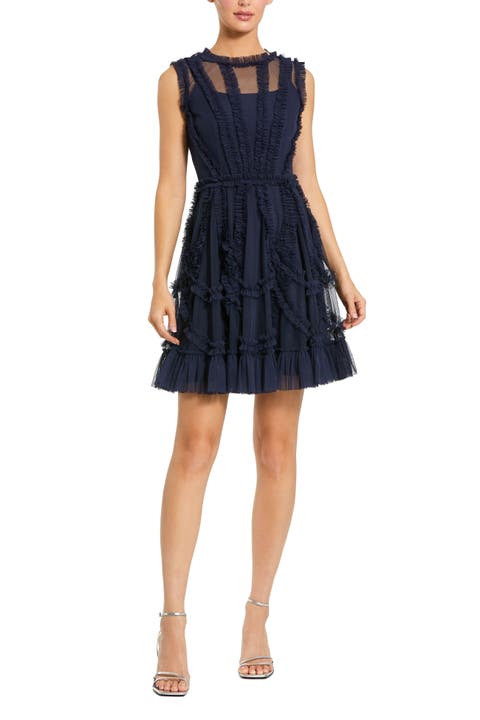 Sleeveless Ruffle High Neck Mini Dress