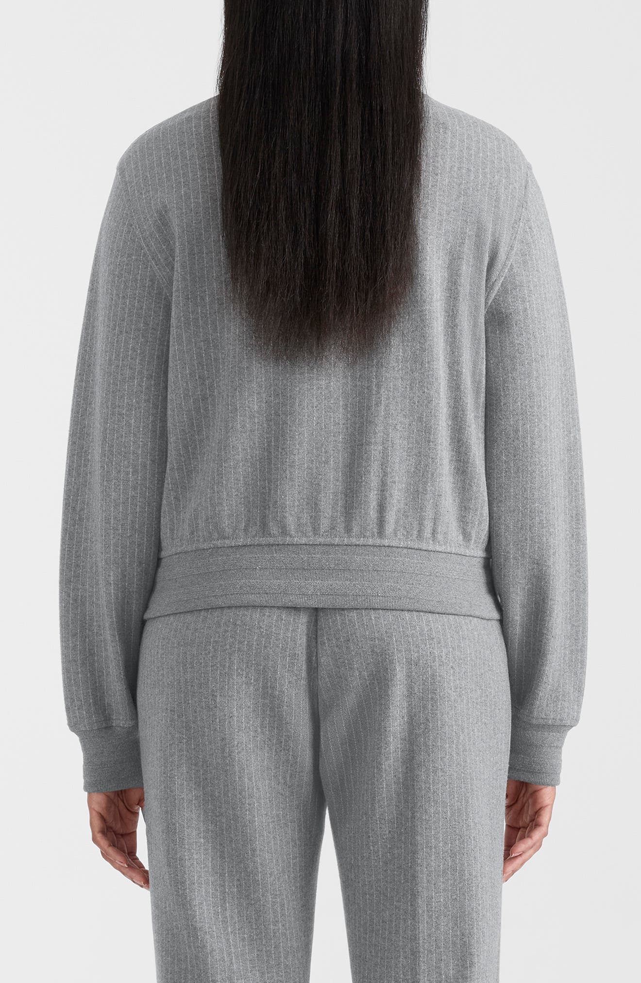 Juniper Chalk Stripe Cotton Blend Bomber Jacket - image 2