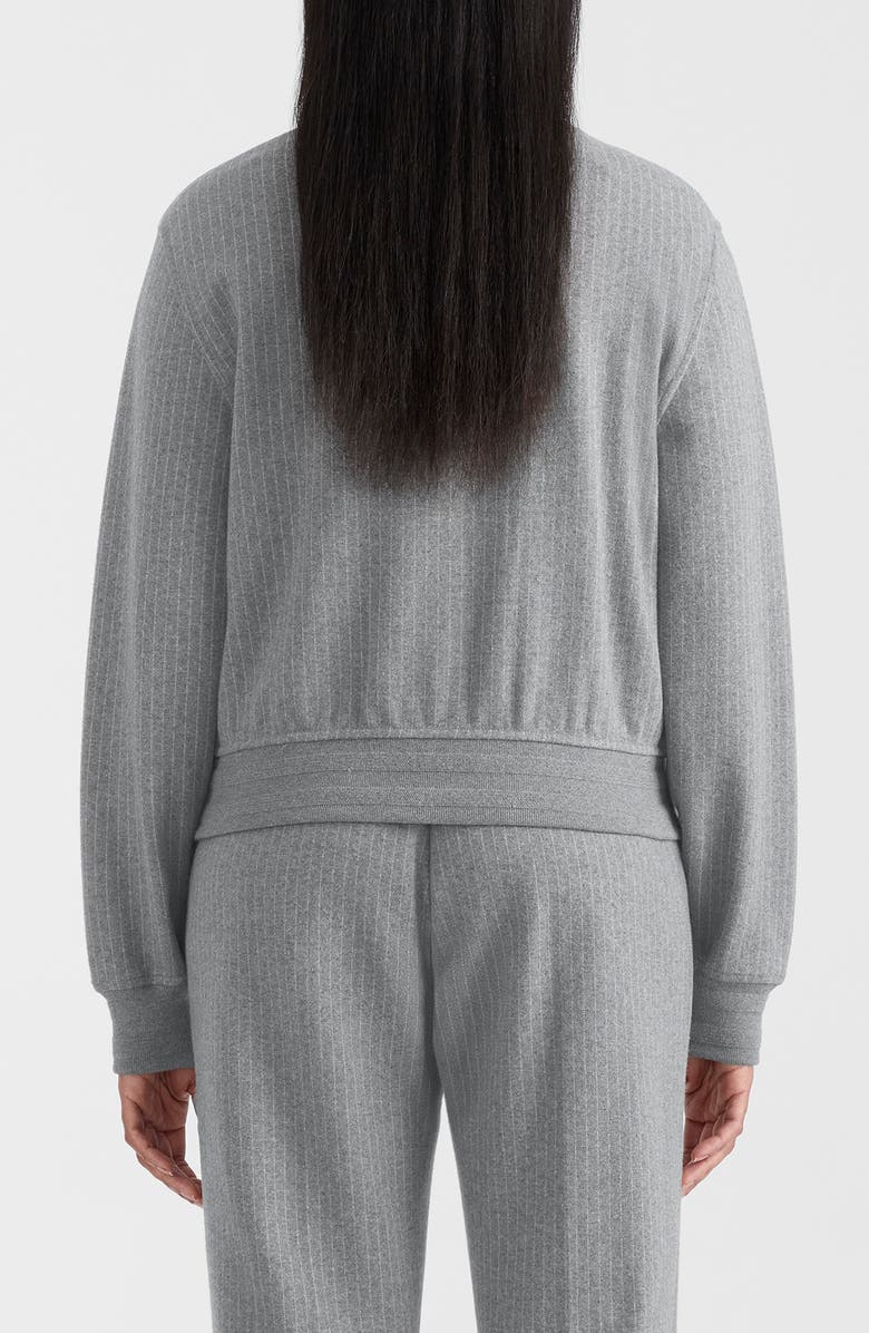 Mackage Juniper Chalk Stripe Cotton Blend Bomber Jacket, Alternate, color, Light Grey Mix-Cream