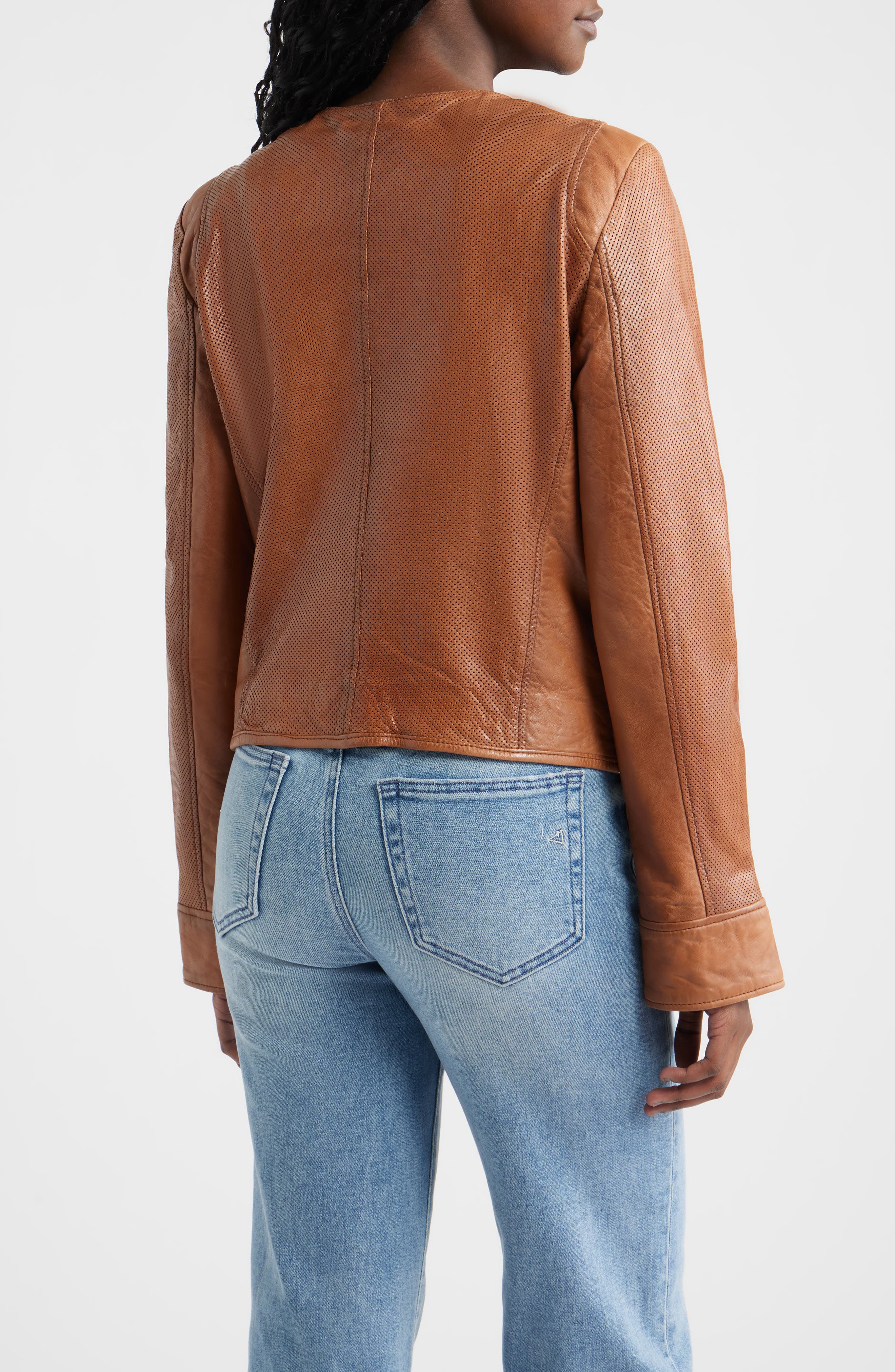 Athena Perforated Leather Jacket - image 2