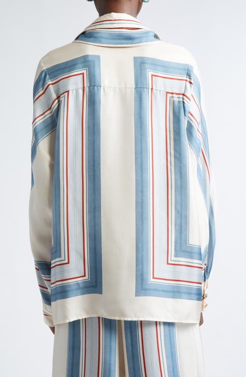 Zimmermann Relaxed Stripe Silk Button-up Shirt With Removable Scarf In Multi