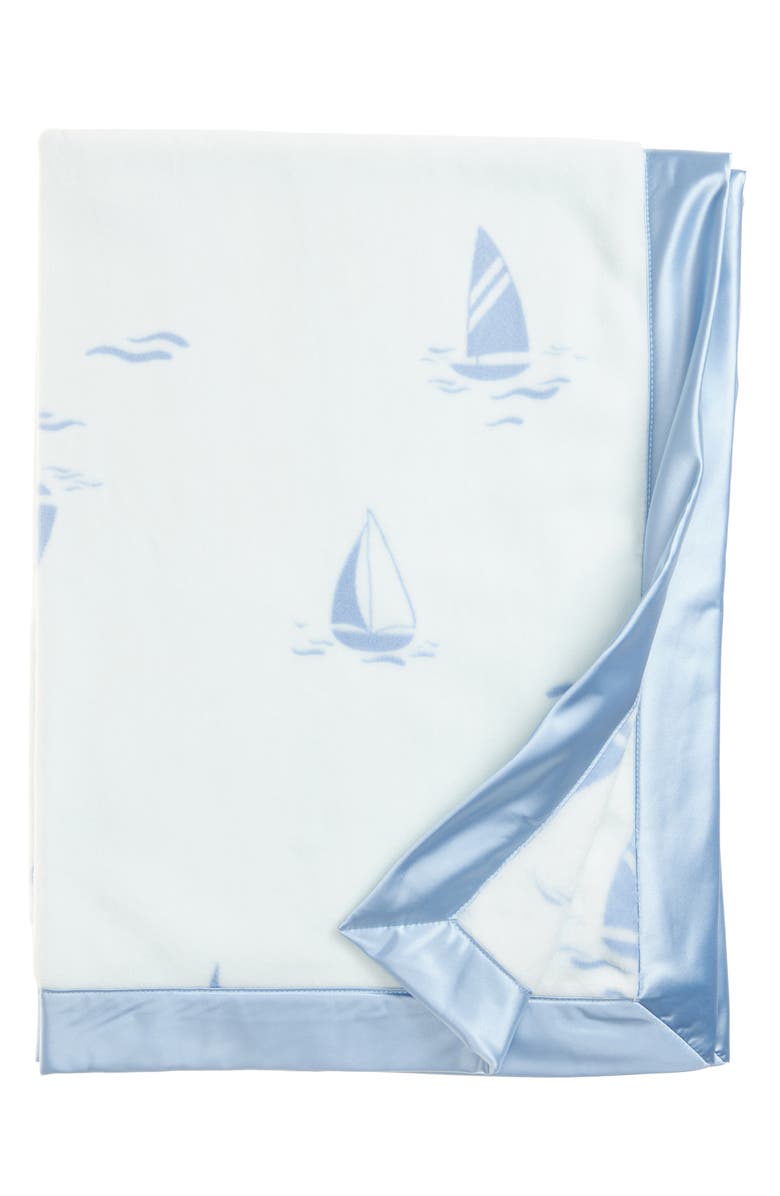 Nordstrom Baby Print Plush Blanket, Main, color, Blue Wander Sailboats