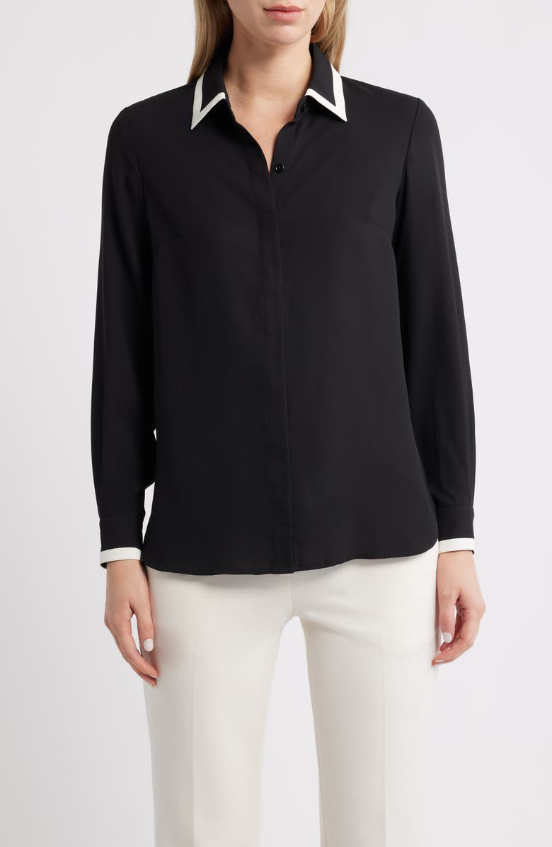 Anne Klein Contrast Trim Shirt, Main, color,