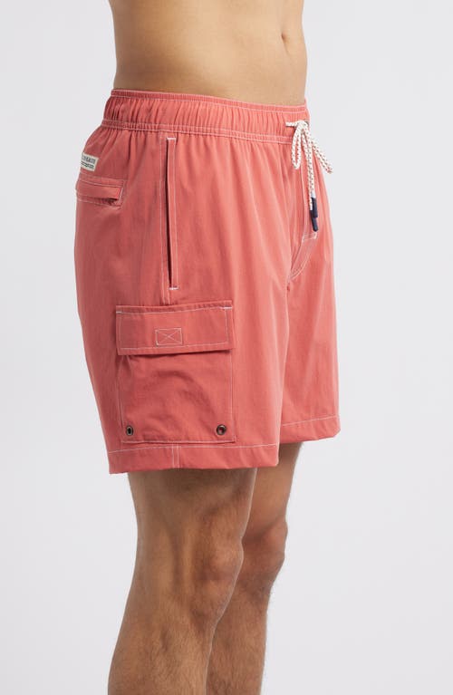 Fair Harbor Breaker Water Repellent Swim Trunks In Washed Red