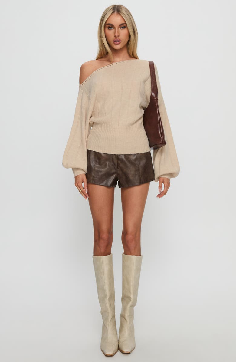 Princess Polly Jackeline Off the Shoulder Sweater, Alternate, color, Cream