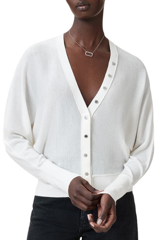 Allsaints Honor V Merino Wool Cardigan In White
