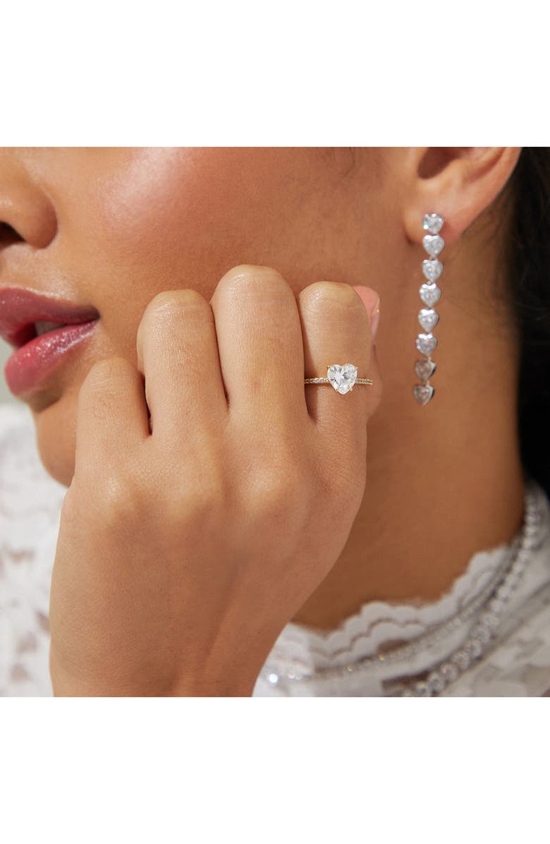 Nadri Heart Linear Drop Earrings, Alternate, color, Rhodium