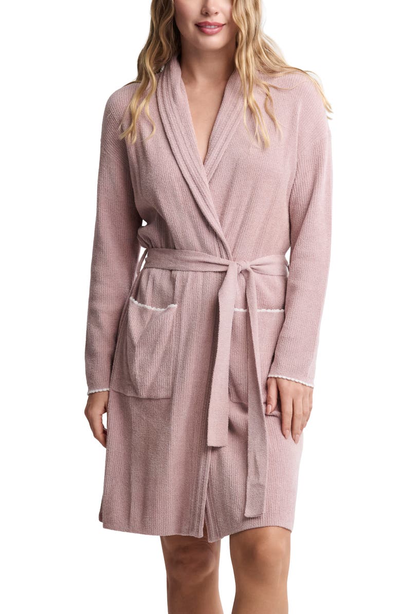 Barefoot Dreams<sup>®</sup> Scallop Detail Rib Robe, Main, color, Teaberry