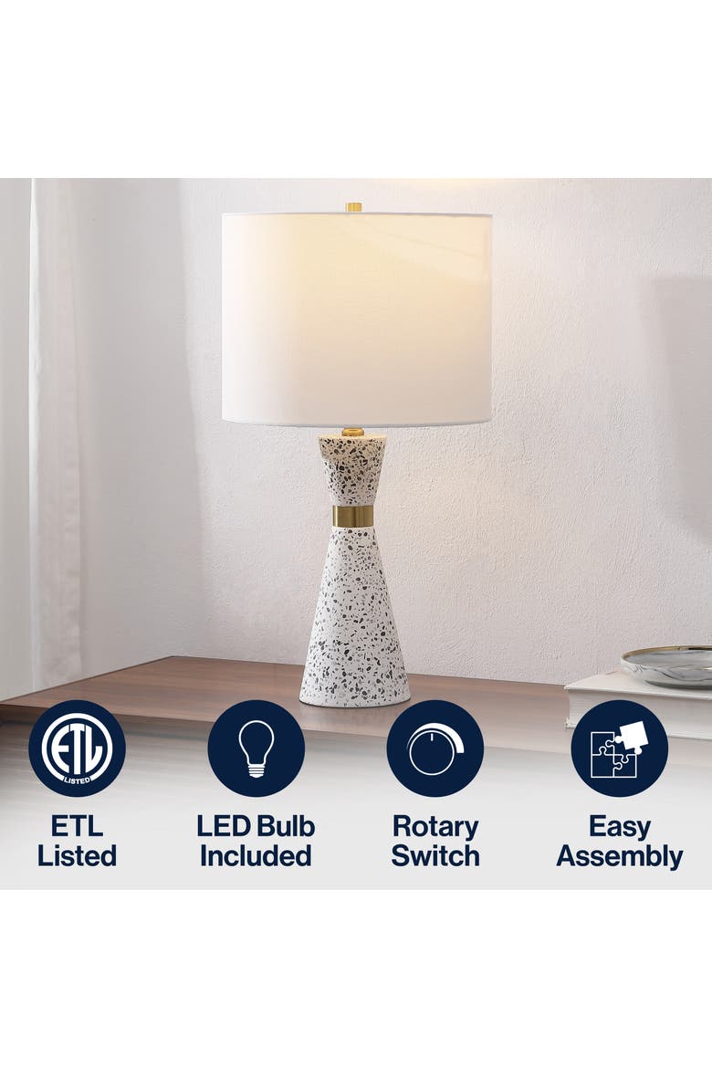 Artezza Contemporary Hourglass Terrazzo/Iron LED Table Lamp, Alternate, color, White/Gray Terrazzo