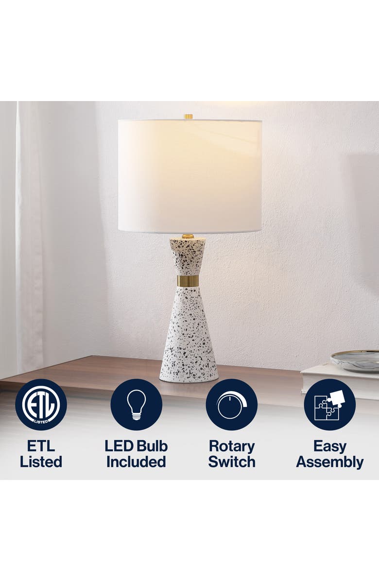JONATHAN Y Artezza Contemporary Hourglass Terrazzo/Iron LED Table Lamp, Alternate, color, White/Gray Terrazzo