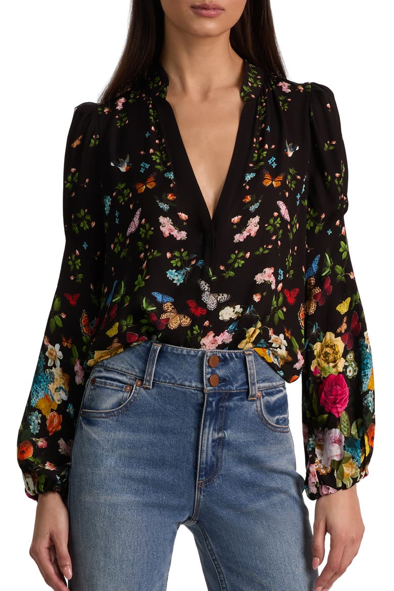 Helen Floral Top, Main, color, SOLAR STRENGTH BLACK
