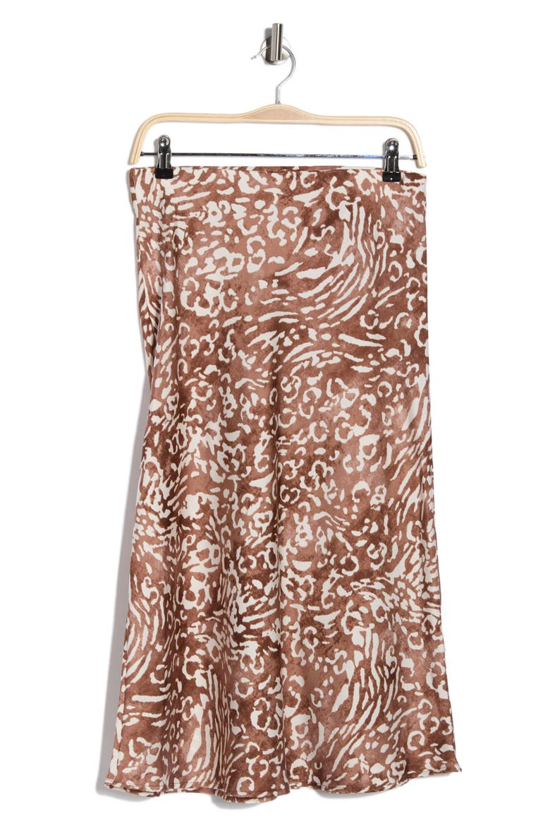 Animal Print Satin Midi Skirt, Alternate, color, CHOCOLATE
