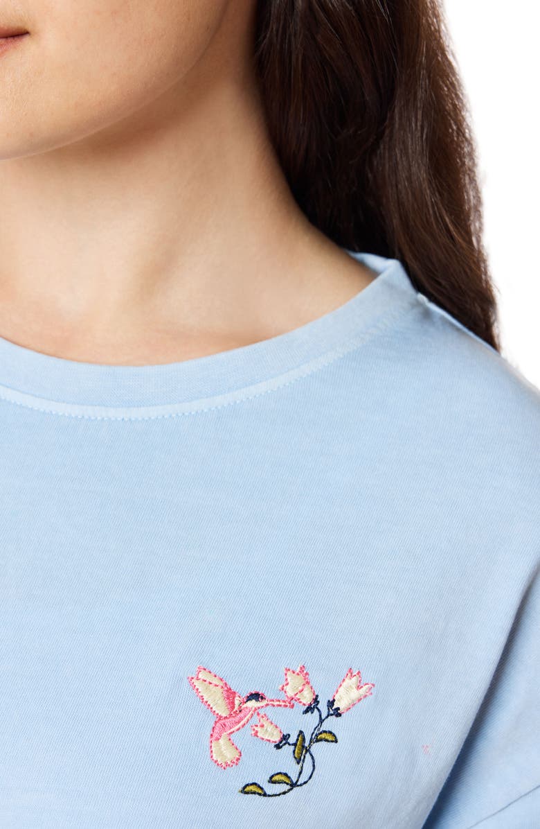 C & C California Toni Boxy Cotton Crop Tee, Alternate, color, Blue Bell Hummingbird