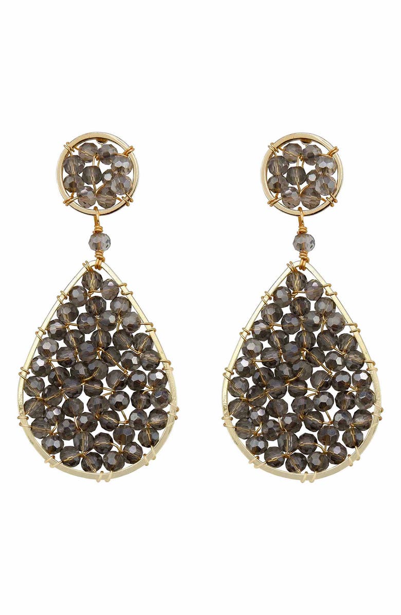 Panacea Smoky Crystal Beaded Drop Earrings, Main, color, 