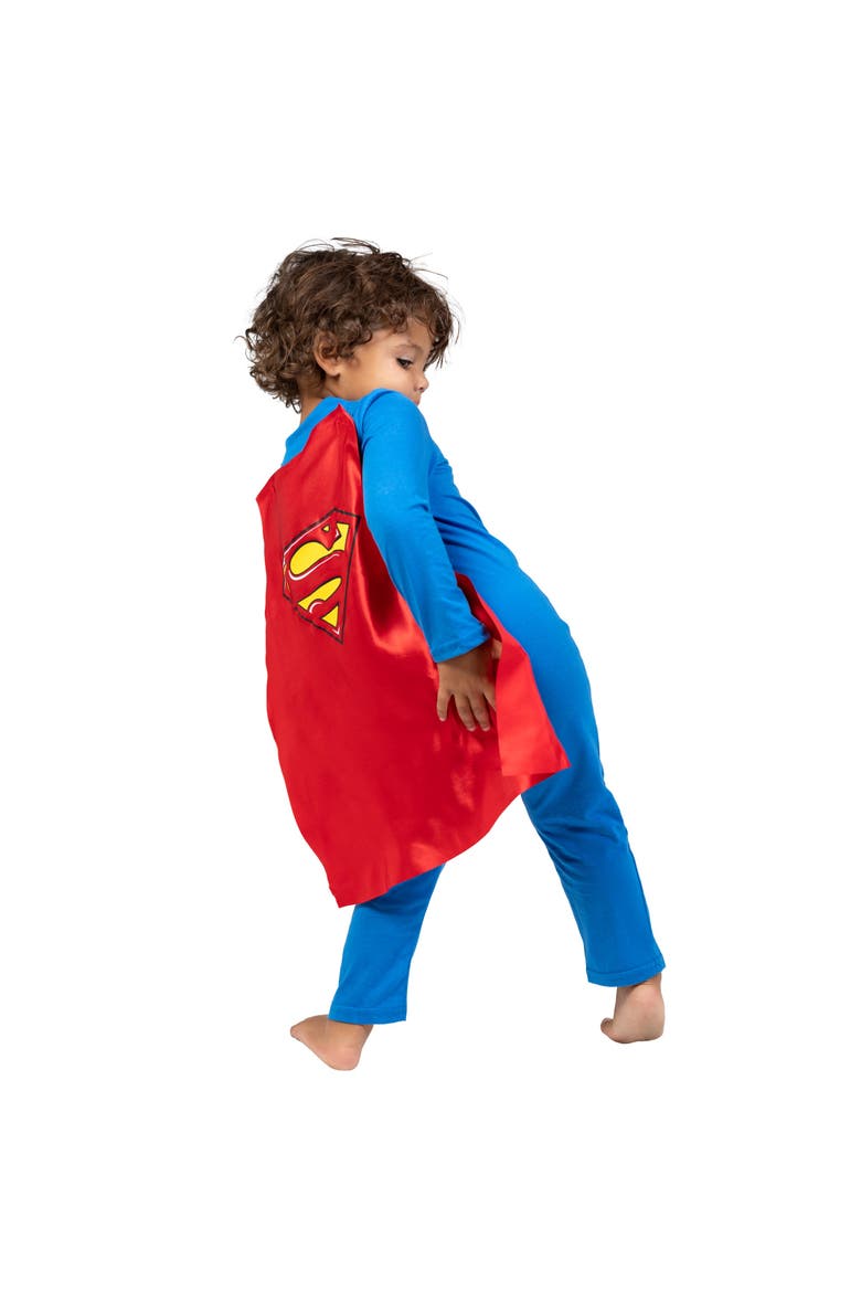 Justice League Superman One Piece Coverall with Cape, Alternate, color, Superman Blue