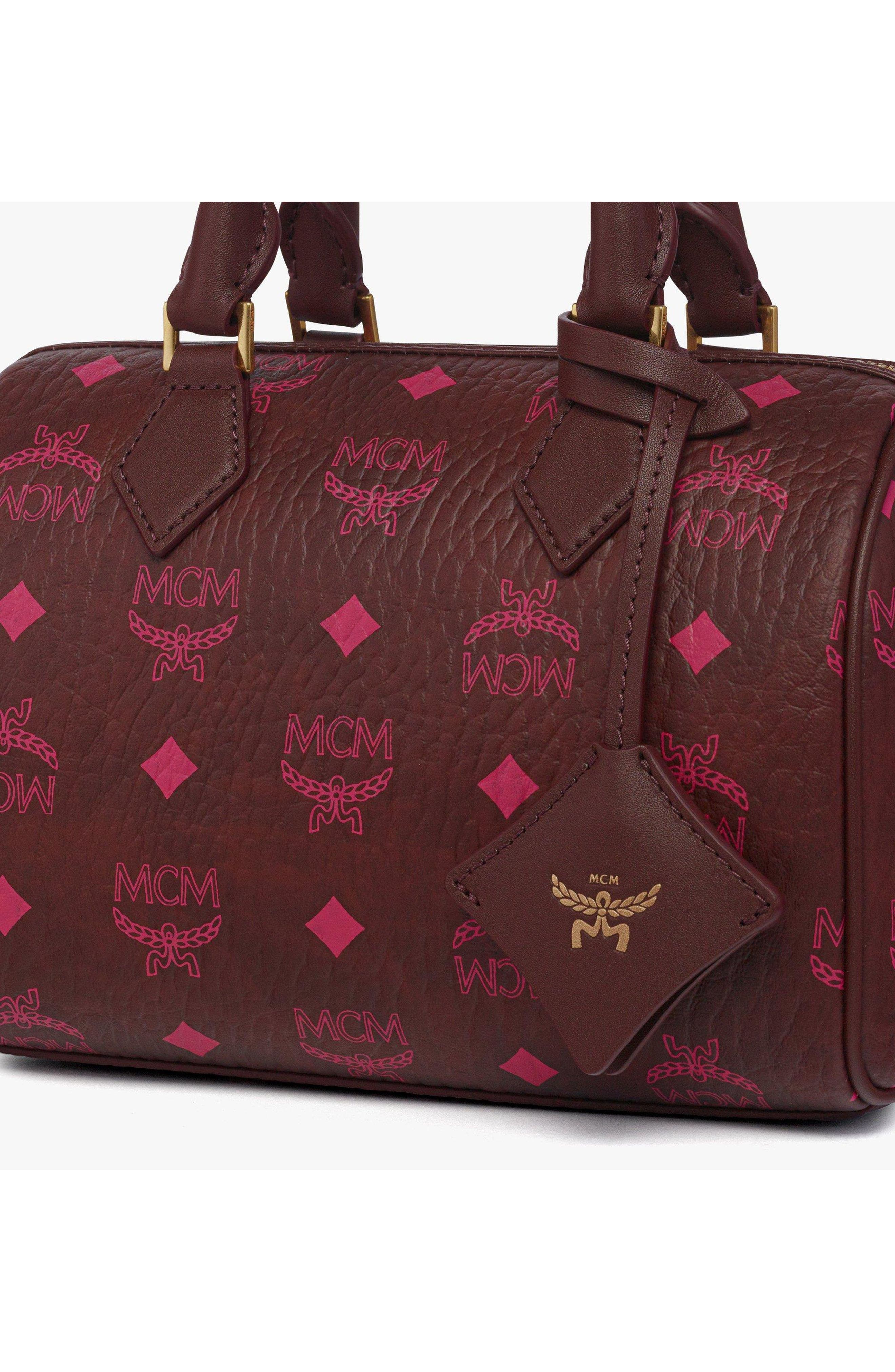 MCM Ella Boston Bag in Maxi Visetos, Alternate, color, Cinnamon