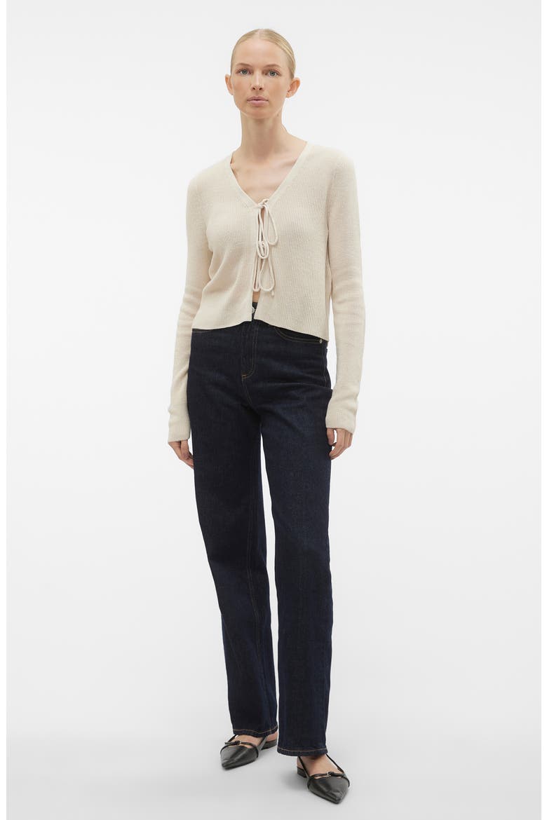 Lexsun Tie Front Cardigan, Alternate, color, BIRCH
