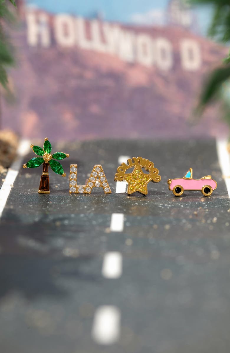 Girls Crew City of Angels Set of 4 Assorted Single Stud Earrings, Alternate, color, Gold