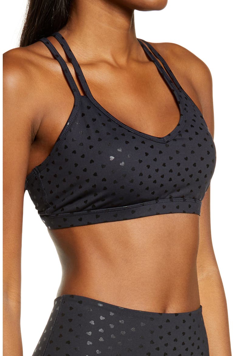 Double Back Sports Bra, Alternate, color, BLACK-SHINY BLACK HEARTS