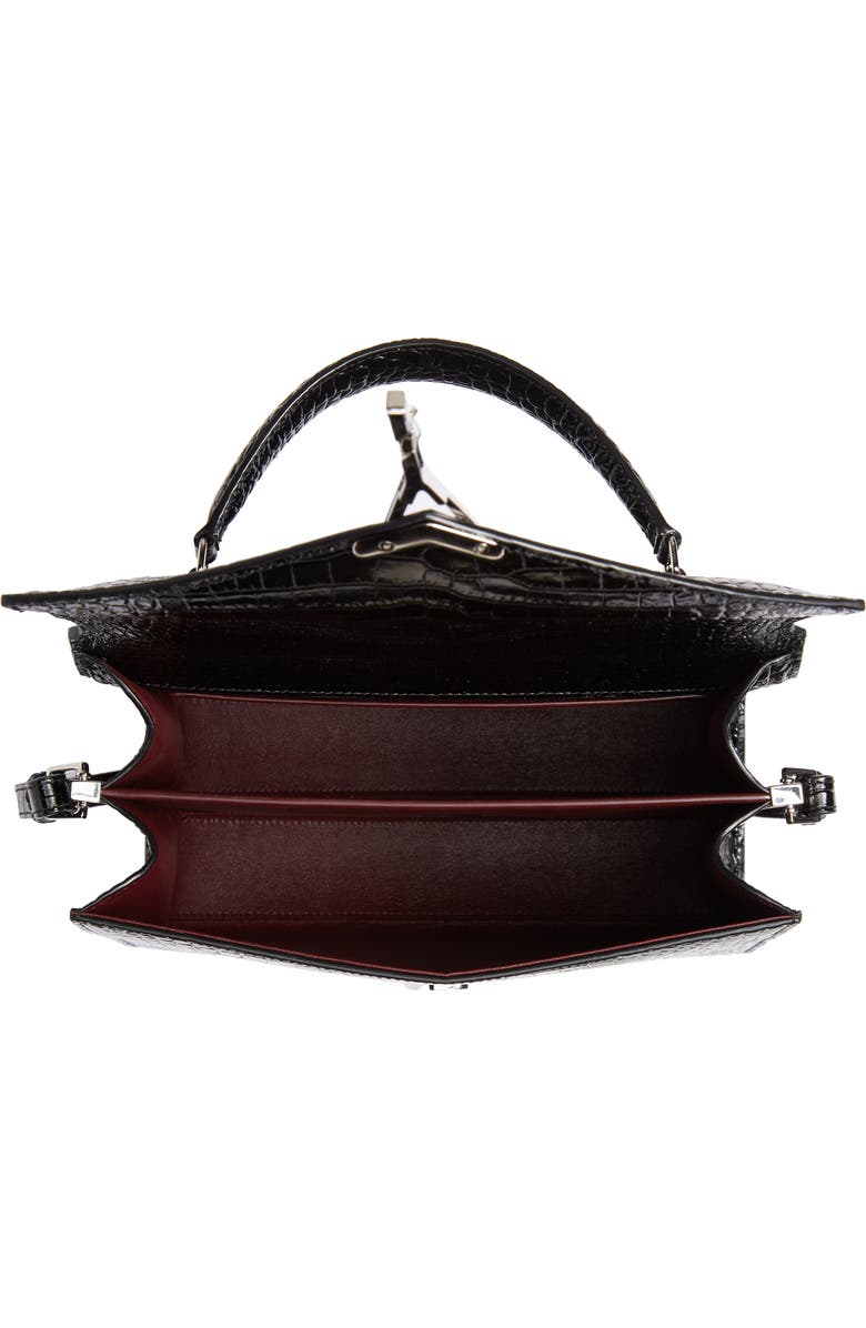 Saint Laurent Medium Cassandra Croc Embossed Calfskin Satchel, Alternate, color,