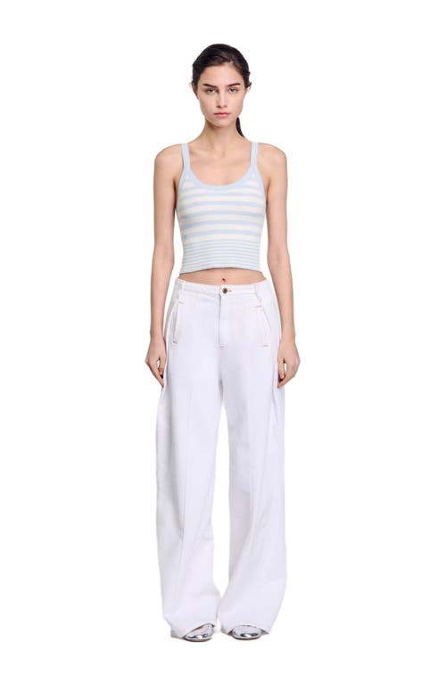 Sandro Bordeaux Striped Knit Tank Top In Sky Blue
