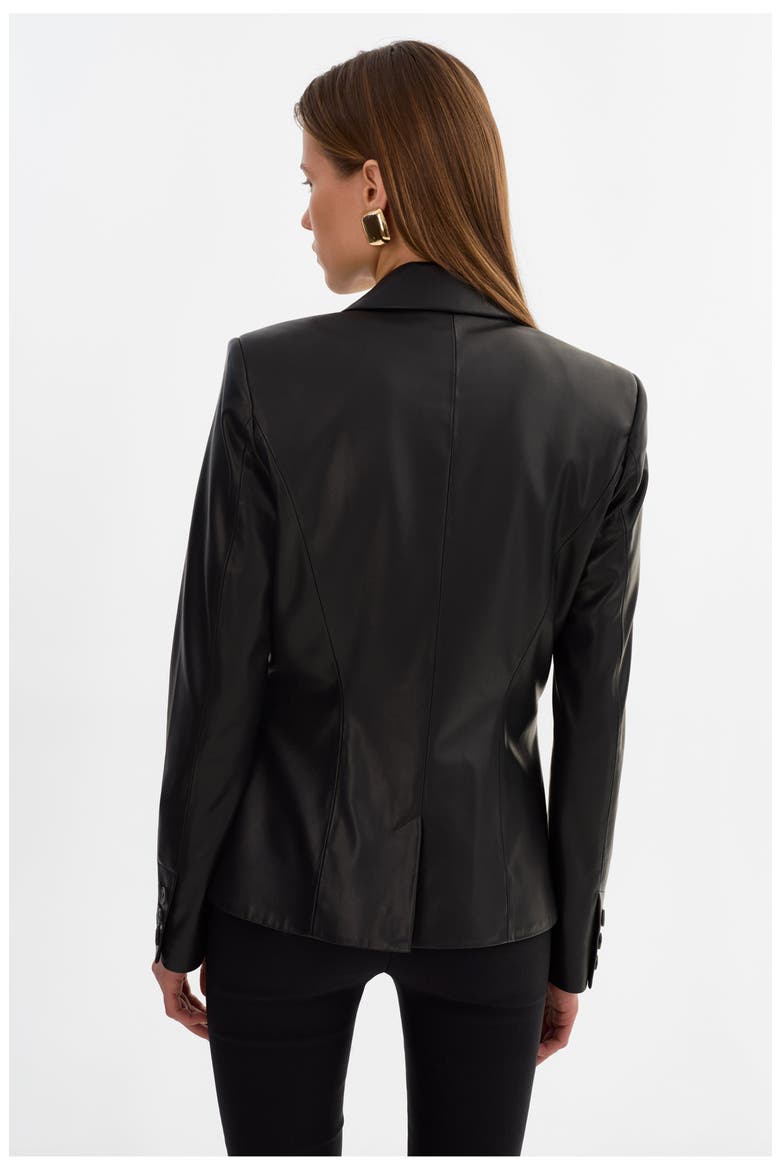 Davie | Faux Leather Fitted Blazer, Alternate, color, Black