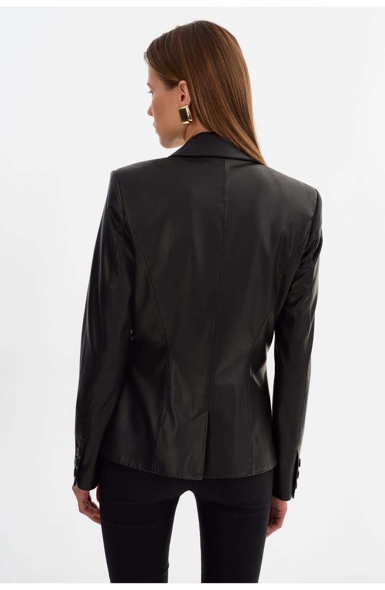 LAMARQUE Davie | Faux Leather Fitted Blazer, Alternate, color, Black