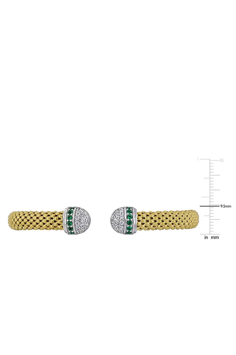 Cubic Zirconia Popcorn Open Bangle Bracelet, Alternate, color, Green CZ