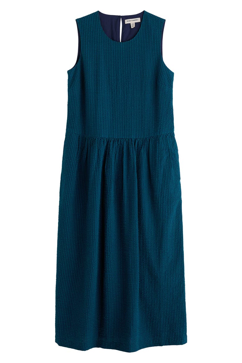 Brouse Gingham Sleeveless Organic Cotton Midi Dress, Alternate, color, GINGHAM SEA CAVE