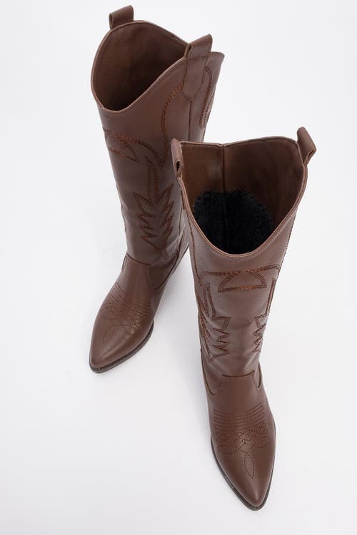 Prologue Shoes Liana Block Heel Western Boot In Brown