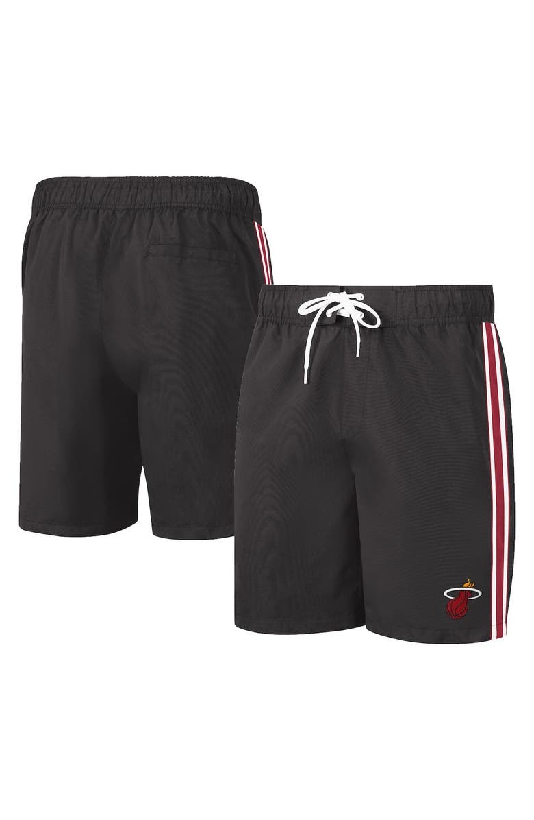 G-III SPORTS BY CARL BANKS Men's G-III Sports by Carl Banks Black Miami Heat Sand Beach Volley Swim Shorts, Main, color,