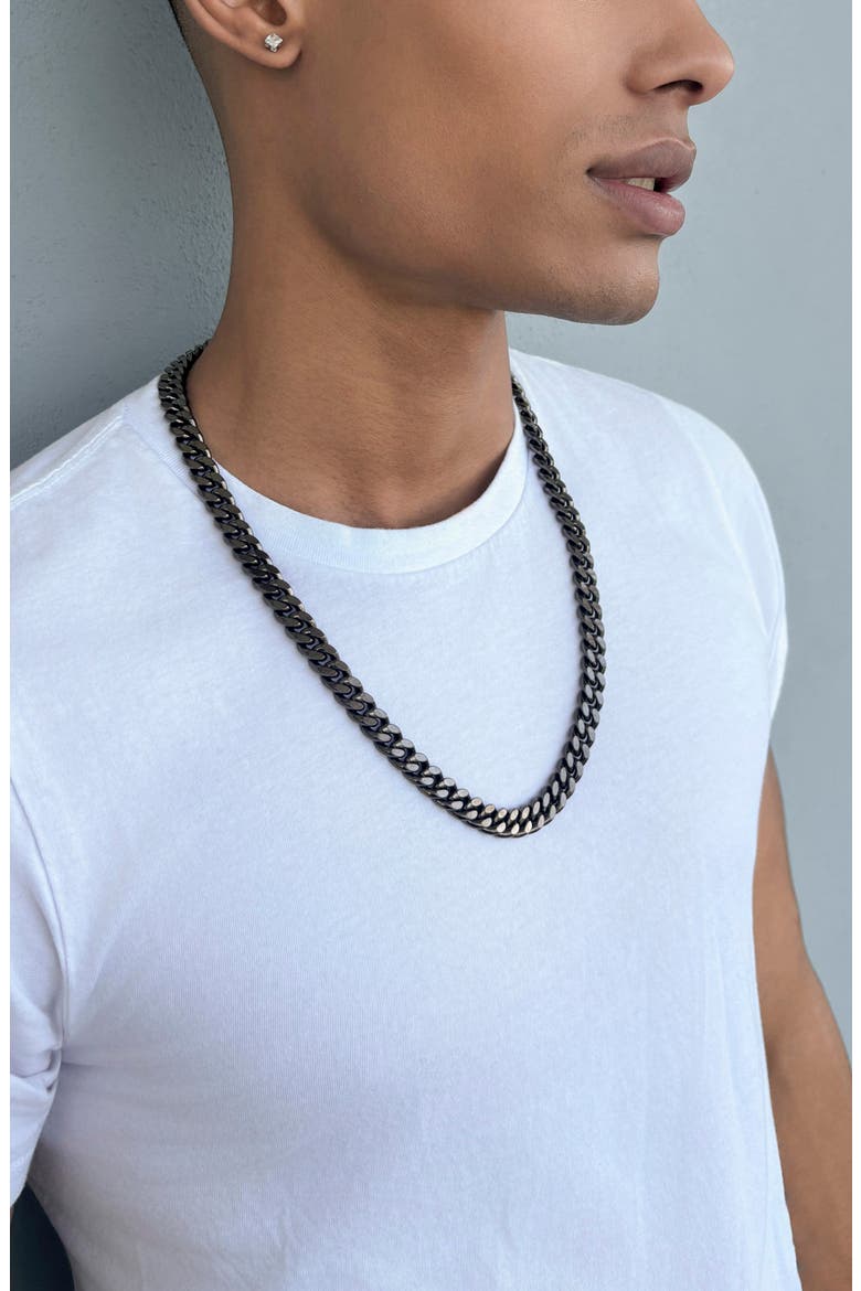 Men's Curb Chain Necklace, Alternate, color, GUNMETAL