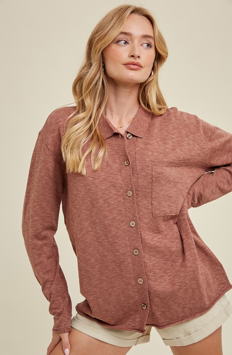 WISHLIST Knit Shacket, Alternate, color, Clay