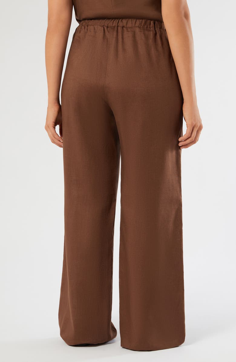 Marina Rinaldi Rocco Linen Pull-On Wide Leg Pants, Alternate, color, Cocoa