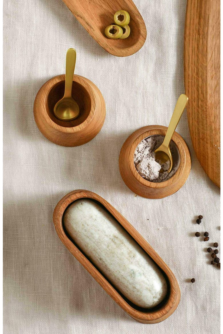 Oak Mortar and Marble Pestle, Alternate, color, Natural