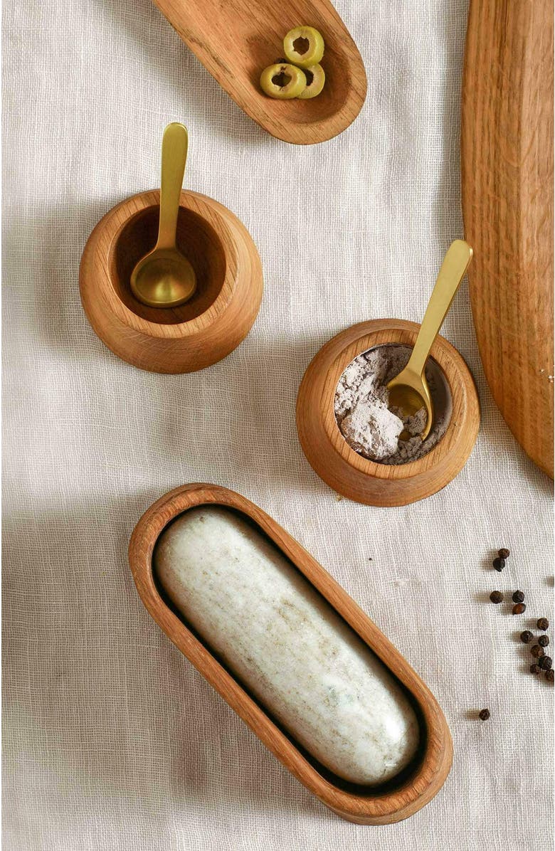 The Collective Oak Mortar and Marble Pestle, Alternate, color, Natural